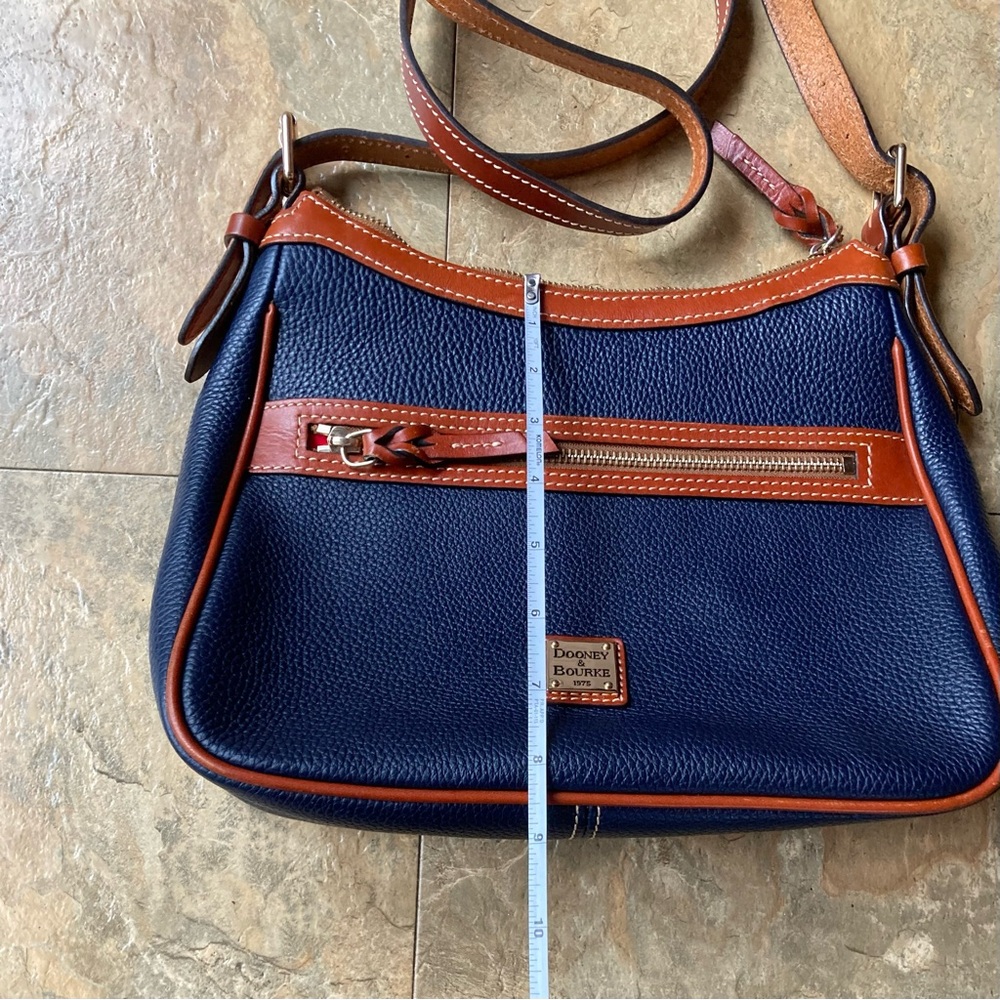 Dooney & Bourke Navy and Brown pebble Leather Crossbody Bag - Picture 5 of 15